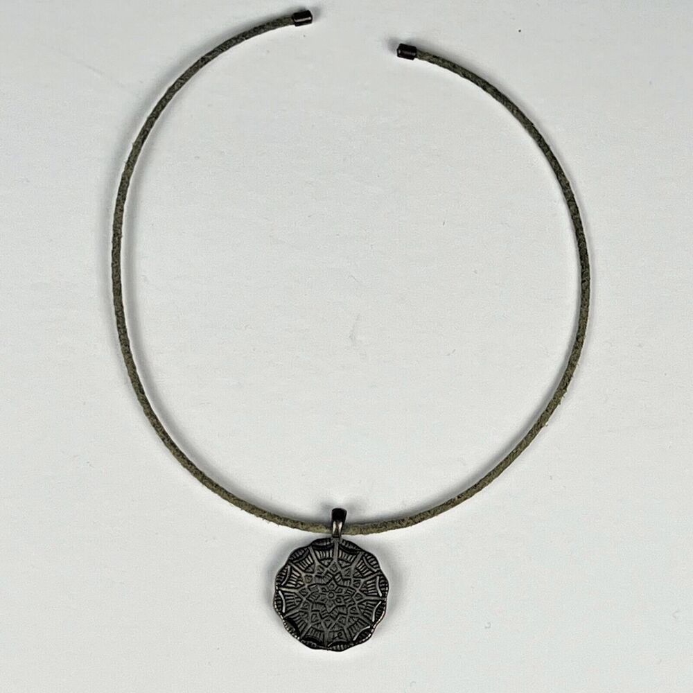 Vintage Lia Sophia Floral Medallion Necklace Choker and Earrings Green Brown Set - Picture 10 of 11